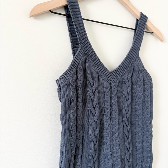 Evereve Cotton Cable Knit Tank in Navy Size S - Picture 4 of 7